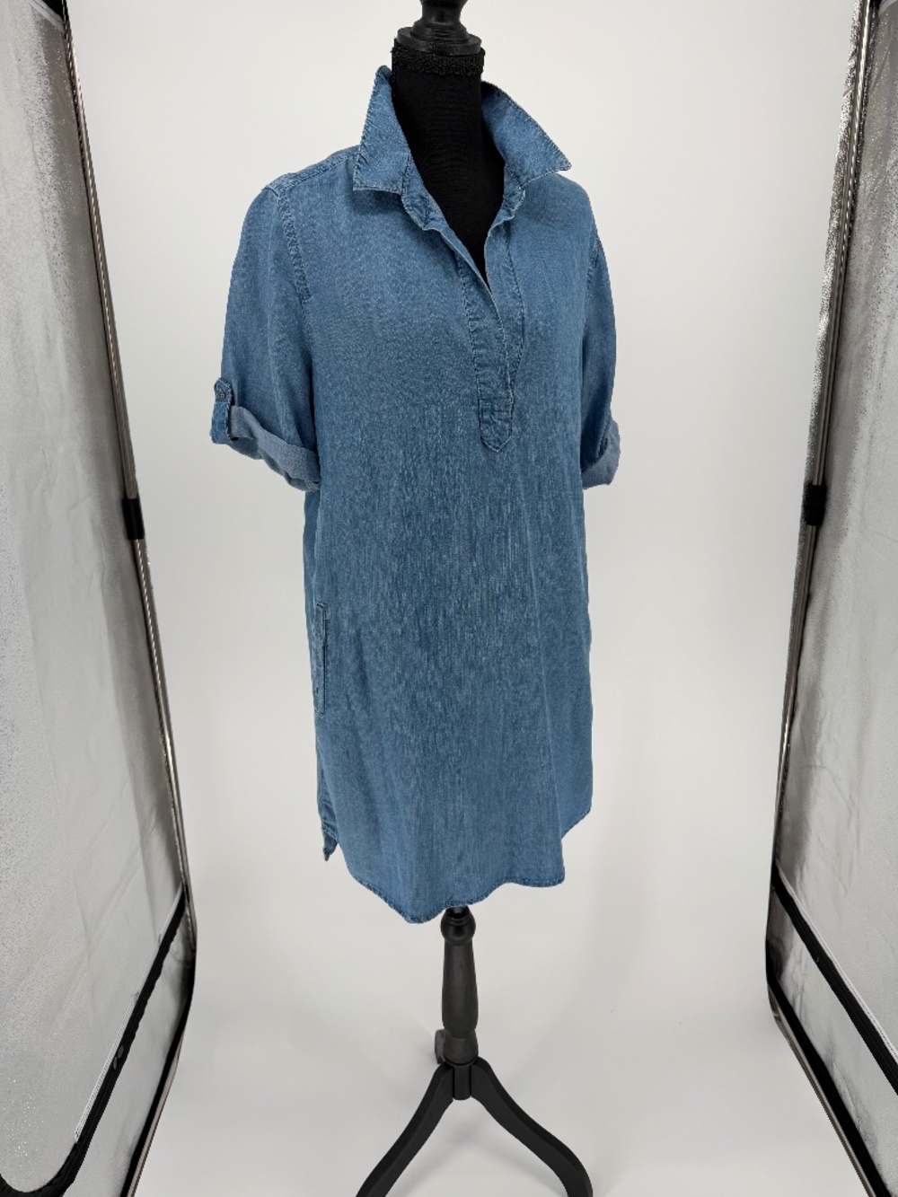 Philosophy Republic Clothing Blue Tencel Chambray Shirt Dress M